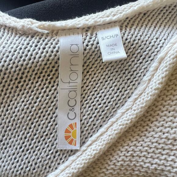 C & C California Women’s Sz S V-Neck Knit Stripped Sweater Summer Beach Cover-Up - Picture 4 of 7